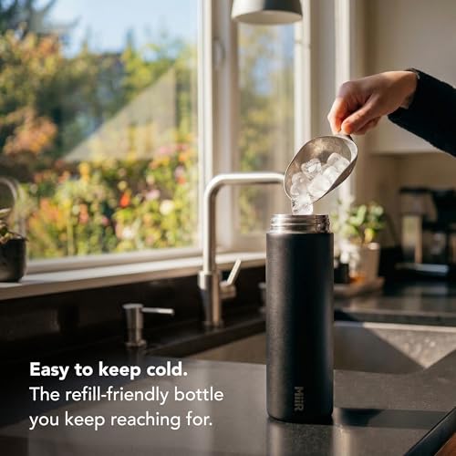 MiiR Wide Mouth Water Bottle, 20oz Basal Gray- Recycled Stainless Steel 20 Ounces