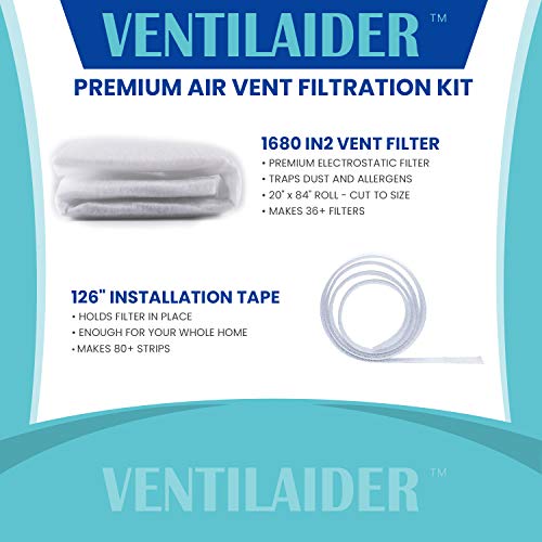 Ventilaider 20 x 84 inch electrostatic furnace filter media with 126 inches of tape