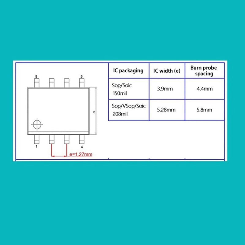 Sop8 Chip Download Burn Write Probe Spring Needle Flash Eeprom Chip Burner Cable Sop8 150 mil 4.4 mm Pack of 1