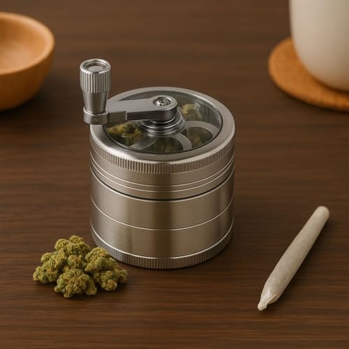Weedness Windmill Grinder 63 mm 4 pieces with Kief Filter - Metal Crusher Stainless Steel Mini Small Crusher Large 63 mm 4 pcs.
