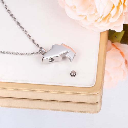 Gredstar Fish Urn Necklace for Ashes, Fishing Memorial Keepsake Pendant Silver