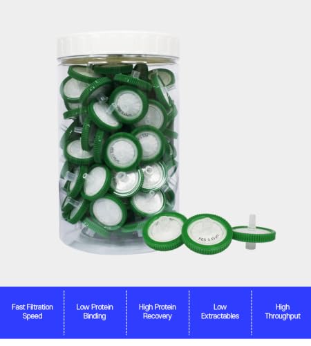 FILTER TECH 25mm PES syringe filters, 0.45um membrane, 100-pack laboratory filtration supplies