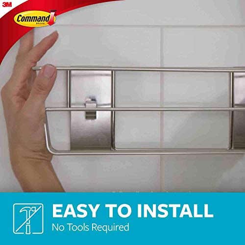 Command BATH31-SN-ES, Heavy Duty Shower, Satin Nickel, 1-Caddy, 1-Prep Wipe, 4-Water-Resistant Strips, Organize Damage-Free