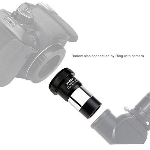 SVBONY T2 T Ring Adapter and T Adapter, Compatible for Canon EOS Standard EF Lenses Bundle with 2X Barlow Lens 1.25 inch with M42 Thread and Universal Telescope Phone Mount