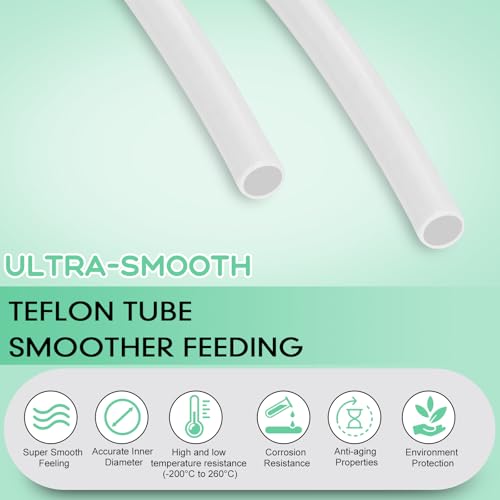 PTFE Teflon tubing 16.5ft 5m with Cutter, 4mm ID X 6mm OD 3D Printer Bowden Tube for 3mm Filament Ender (White) 5m, 4×6mm
