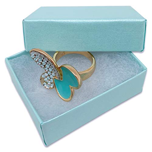 TheDisplayGuys 100 Cardboard Jewelry Gift Boxes with Inserts - Turquoise Pearl Teal 2.62x1.62x1 Inch (Pack of 100) 2.6" x 1.6" x 1.0" (#21)
