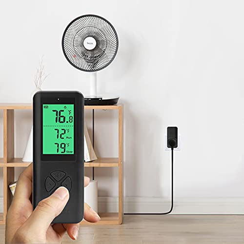 [Australia - AusPower] - DIGITEN Temperature Controller Wireless Thermostat Outlet Greenhouse Thermostat Wine Cooler Plug-in Temperature Controller Reptile Temperature Control Outlet Remote Control Tempreature Build-in Sensor 2. Black 