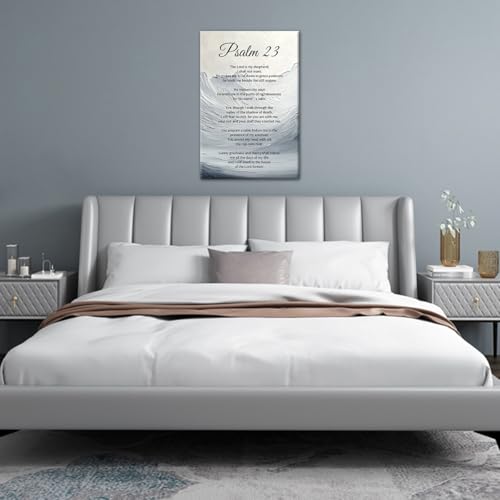Christian Canvas Wall Art Psalm 23 Pictures Wall Decor Bible Verses Prints Scripture Poster Christian Religious Paintings for Living Room Bedroom Church Decor Framed(Artwork-3,16L x 24W) Artwork-3 16"L x 24"W
