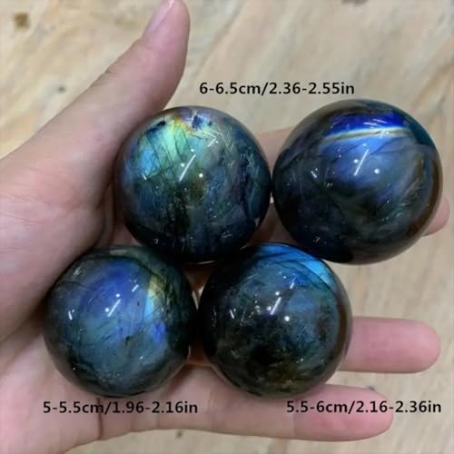 Natural Labradorite Crystal Sphere 5-6cm (1.97-2.36 Inch) Polished Flash Stone Ball Healing Crystal Orb for Meditation Reiki Chakra Energy Healing Home Decor Collectible Gift