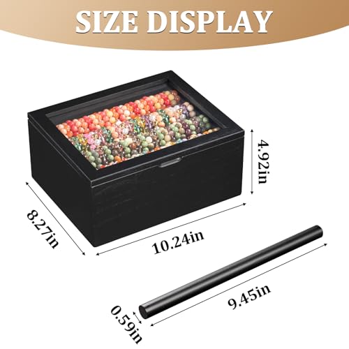 Bracelet Storage Box Holds Up to 150 Bangles, Bracelet Organizer with Clear Lid & Rods, Jewelry Display Case for Multiple Sizes, Dust-Proof Design(Black) Black