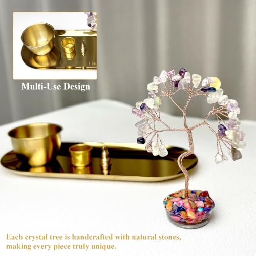 Handmade Crystal Incense Holder Set, Tree of Life Sage & Palo Santo Tray Mixed