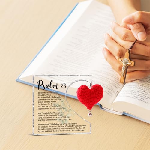 Psalm 23 Acrylic Plaque, The Lord Is My Shepherd Bible Verse Desk Decor, Christian Gifts for Women
