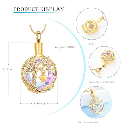Hearbeingt Cremation Jewelry Urn Necklace for Ashes for Women Men, Circle of Life Eternity Memorial Pendant Ash Jewelry