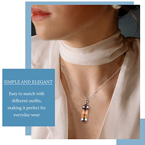 MTLEE 4 Glass Vial Necklace Pendant Set Include 4 Stainless Steel Cremation Urn Pendant Vial Tube Urn Keepsake with Chain 4 Snake Chain Necklace Silver