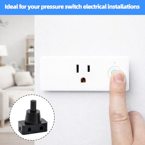 Pack of 4 Built-in Pressure Switches, Mini Switch, 250 V 2 A, IP20 Suitable for Lighting Fixtures, Kitchen Appliances, Furniture, Sockets, Home Appliances, DIY Projects, Black