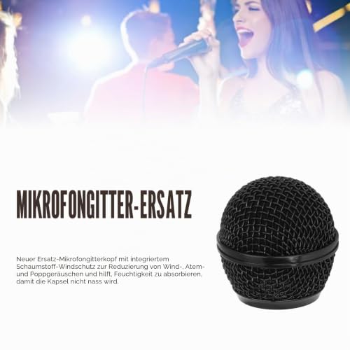 Mesh Grille for SM58 Microphones, Stainless Steel Microphone Head Replacement, Microphone Grille Replacement for SM58S SM58LC BETA58 BETA58A SA M30 SV100 UT2 PGX24 SLX4 (Black) Black