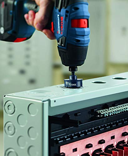 Bosch HTWS 3-piece thin-wall hole saw set with blue hole saws in assorted sizes