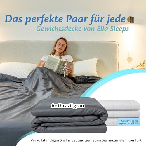 Ella Duvet Cover 135 x 200 cm for Weighted Blanket - Made from 100% Cotton - Suitable for 7 kg and 9 kg Weighted Blankets - Anthracite Grey
