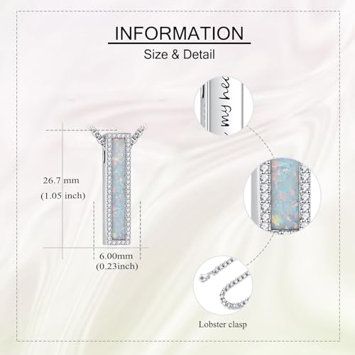 Urn Necklaces for Ashes 925 Sterling Silver Opal/Turquoise/Moss Agate 3D Bar Cremation Memory Valentine's Day Jewellery for Women Men opal necklace