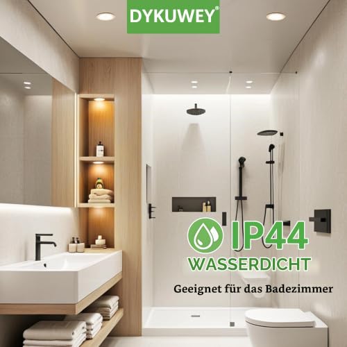 Set of 4 LED Recessed Spotlights, 12 V, 3 W, Recessed Spotlights, LED Flat Hole 55-58 mm and 14 mm Flat, LED Spot 12 V IP44 Dimmable Ceiling Spotlight, Furniture Recessed Spotlights (Silver Warm White 3000 K) Silver Warm White 3000 K