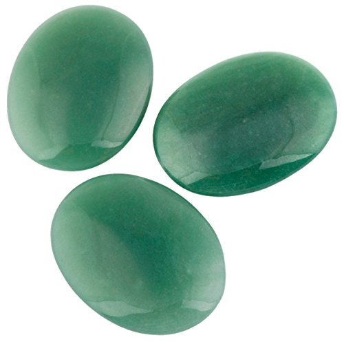 rockcloud 5PCS Green Aventurine Oval Worry Stones for Healing Crystal 1.7"