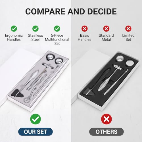 Ejoyous Neurological Percussion Kit, 5 Pieces, Stainless Steel, Multifunctional, Portable, Medical Reflex Hammer for Nervous System Examination