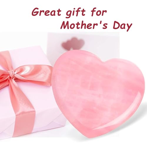 ideayard Big Rose Quartz Heart, 75mm Love Healing Crystal Gift, Meditation Quartz Palm Stone, Worry Stone for Relieve Anxiety Stress Tool 72-75mm