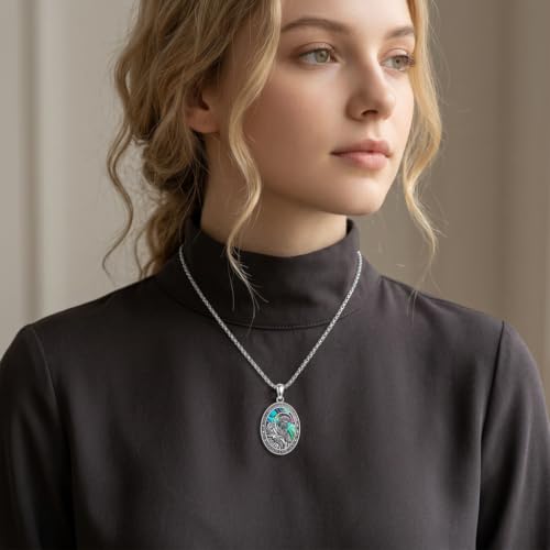 DAYLINLOVE Saint Luke Necklace 925 Sterling Silver St Luke Abalone Shell Pendant Necklace Christian Religious Catholic Jewellery Gift for Women Men