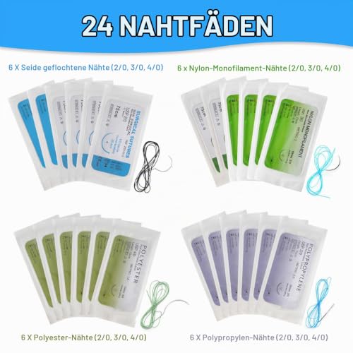 Surgical Suture Set Wound Suture Exercise Set 35 Pieces Suture Training Set Practice Sutures Sewing Kit Medicine 24 Wound Suture Thread for Medical Students Suture Practice Kit (Only for Education)