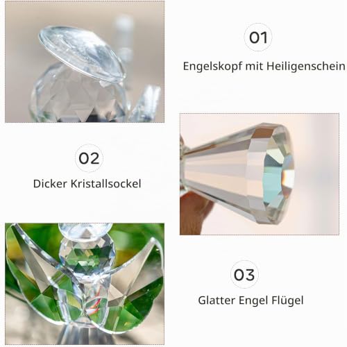 3.3inch Crystal Guardian Angel Figurine Art Glass Angel Ornaments Transparent/Green
