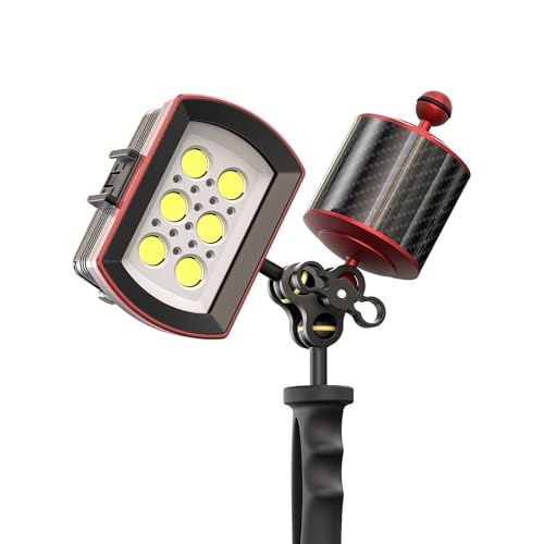 Carbon Fiber Underwater Float Arm with Dual Ball Mounts for Photography and Video, Compatible with Diving Trays, Video Lights, Strobes (red, 80mm5') 80mm5' red