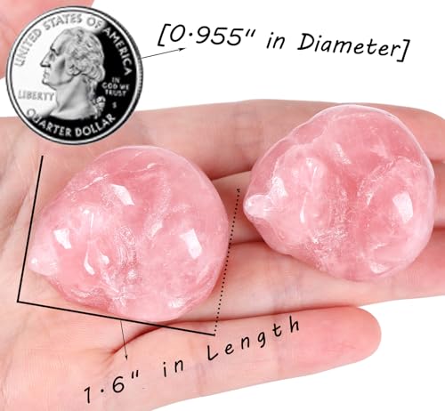 QINJIEJIE Rose Quartz Cat Decor Pink Gift Crystals Cat Stone Figurine B-pink-rose Quartz 1.5 inches