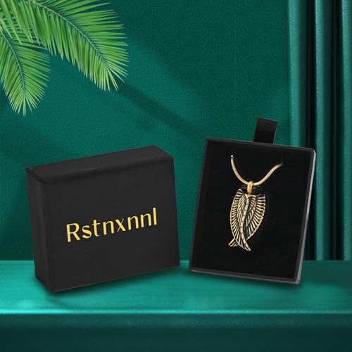 Angel Wings Cremation Jewelry Necklaces Stainless Steel Urn Necklaces for Ashes Memorial Keepsake Pendant for Women Men Gifts With Funnel Kit & Bag Gold+Black