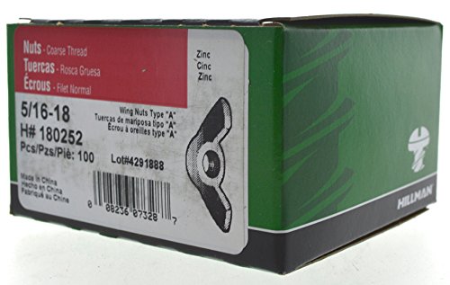 Hillman Type A 5/16-18 wing nut, 100-pack hardware fasteners shown on white background
