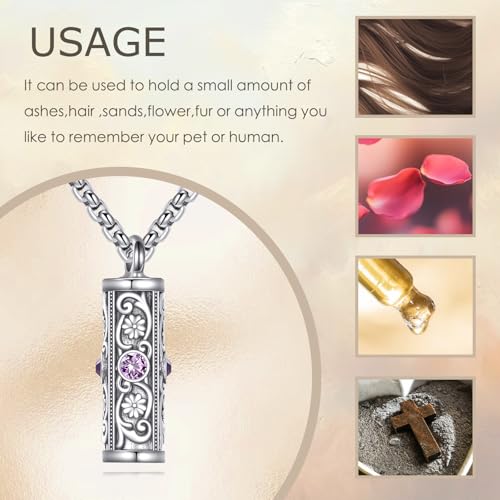 Urn Necklace for Ashes Sterling Silver for Women Men Cremation Jewelry Keepsake Loved One Memorial Jewelry
