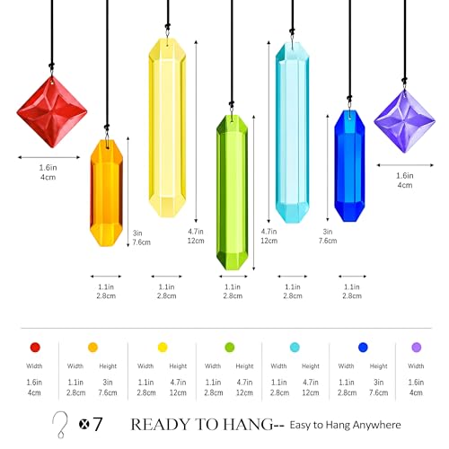 7Pieces Rainbow Prisms Crystals Suncatcher for Window Hanging Rainbow-1
