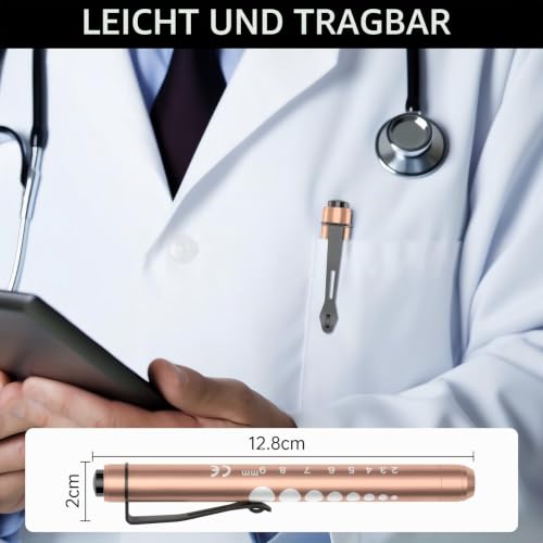 RISEMART Pack of 6 Diagnostic Light Pupil Light Reusable LED Pen Lamp with Pocket Clip as Nurses Doctors Students Pen Light (Pack of 6) 2-Pack of 6