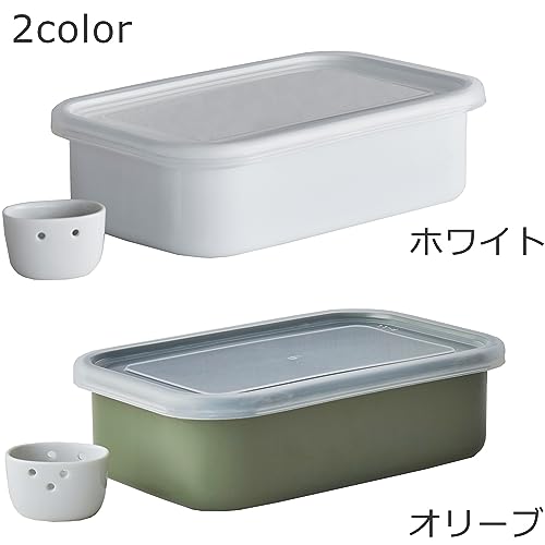 Nodahoro Bran Pickles, Komachi, Refrigerator, Storage Container, Lid, Drain and Drain Included, Olive Made in Japan green