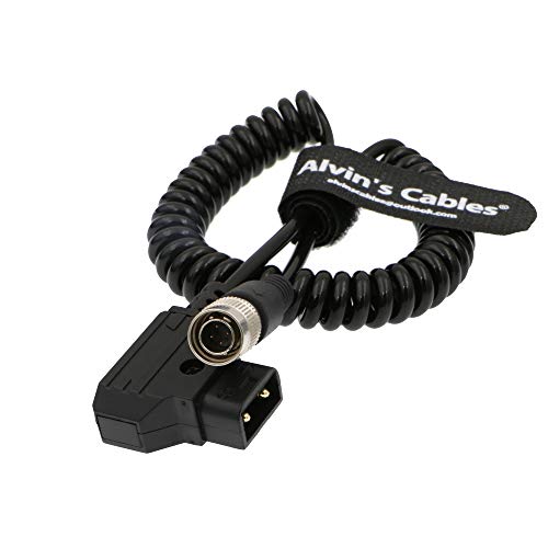 Alvin's Cables Sound Devices ZAXCOM Coiled Power Cable D Tap to 4 Pin Hirose Male coiled cable