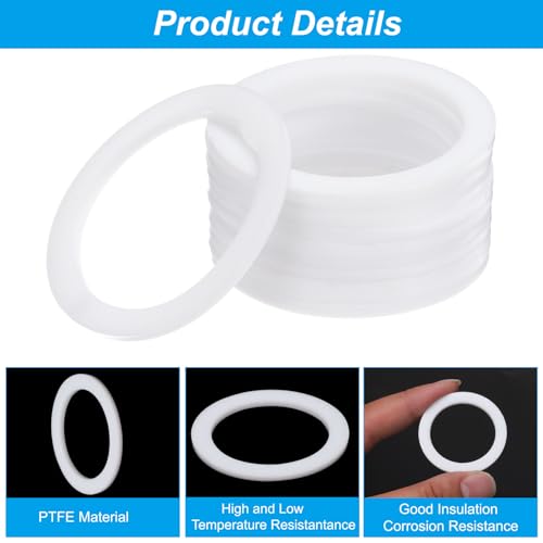 PATIKIL PTFE flat seal washers, 45mm outer diameter, 35mm inner diameter, 2mm thick, 100 pieces