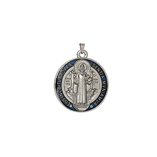 Intercession Saint Benedict Color Medal Silver - Large 1-1/4 Inches