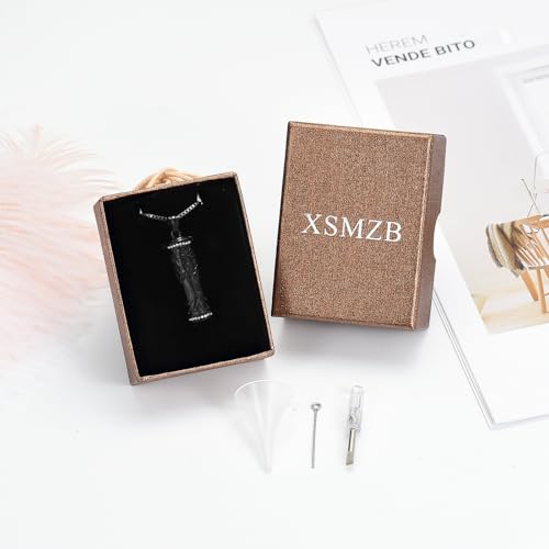 XSMZB Tree of Life Cremation Jewelry for Ashes Human Pet Cylinder Keepsake Ashes Necklace Cremation Memorial Pendant for Women Men Black