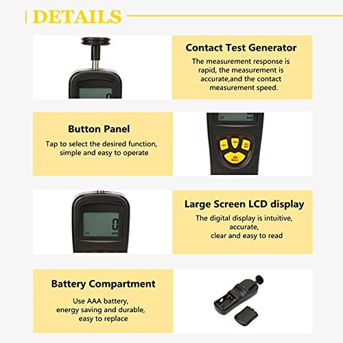 [Australia - AusPower] - Digital Tachometer, LCD Handheld Contact RPM Meter 0.5-19999 RPM, High Precision Test Counter with Max/Min/LAST Data Backlight Holding Functions 