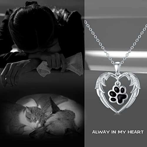 Sterling Silver Dog Urn Necklace - Memorial Keepsake Cremation Jewellery for Women Dog Lovers Heart Dog Paw