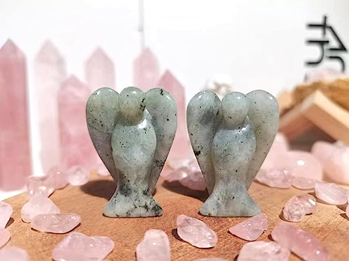 QINJIEJIE Polished Labradorite Guardian Angel Decor - White Angel Statue, Gemstone Spiritual Gift & Meditation Figurine White Labradorite