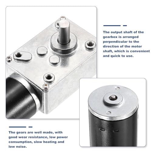sourcing map DC 24V 200 RPM Reversible Worm Geared Motor Reducer Motor 8mm D Shape Shaft High Torque Gear Box Reduction Electric Motor for Sweepers, Printers, Ovens