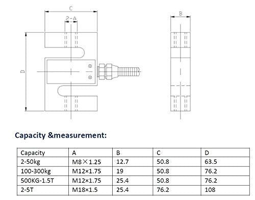 [Australia - AusPower] - CALT DYLY103 200KG Pull Pressure Compression and Tension Force S Beam Load Cell Sensor 