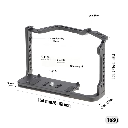 EOS 90D 80D 70D Cage, Hersmay Aluminium Camera Cage for Canon EOS 90D/ 80D/ 70D Mirrorless Cameras with Cold Shoe,Handle Locating Holes,Multiple 1/4" 3/8" Screw Holes