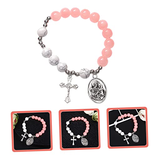 BESTYASH Cross Beaded Bracelet Delicate Cross Pendant Rosary Bracelet for Women for Special Occasions Like Birthdays Mother Day and Christmas