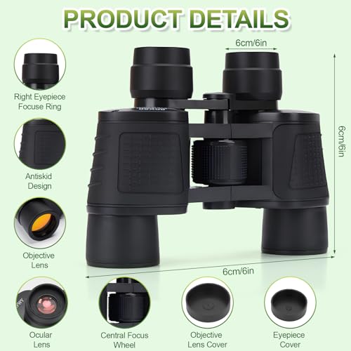 Binoculars for Bird Watching for Adults and Kids Waterproof HD Binocular Professional with Low Light Night Vision High Powered Mini Binoculares for Hunting Concert Theater Camping (80 * 80) 80*80